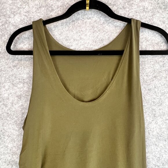 Banana Republic Dress Women Med Green Ruched Maxi Tank Side Slit Summer Casual - Picture 13 of 13